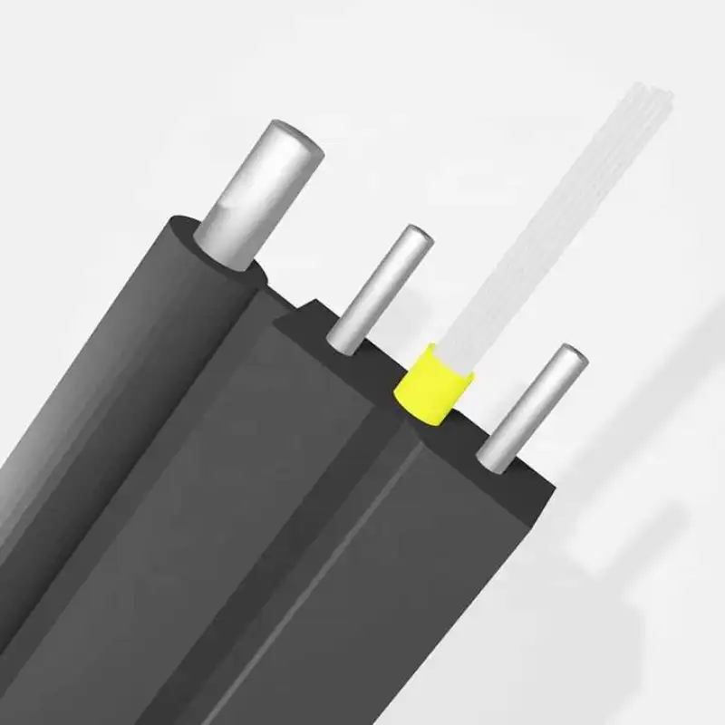 Outdoor Jacket G652D GJYXCH LSZH FTTH Drop 12 Core Single Mode Fiber Optic Cable with Steel Wire